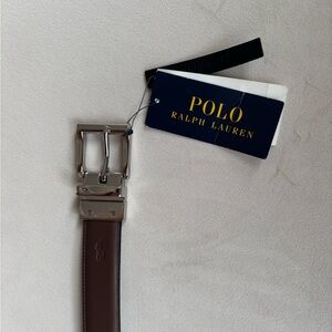 POLO BY RALPH LAUREN Brown Leather Belt with Silver Buckle